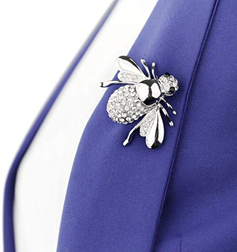 Yienate Modische Brosche im Käfer-Design, Strass-Bienen-Brosche, Kragennadel, Retro-Brustnadel, Kleidung, Schmuck, Geschenke für Männer und Frauen (Silber)