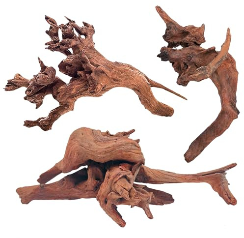 WDEFUN Natural Driftwood Aquarium Decor, 7-11 Inch Large Pieces for Fish Tank, Reptile Accessories, 3-Pack