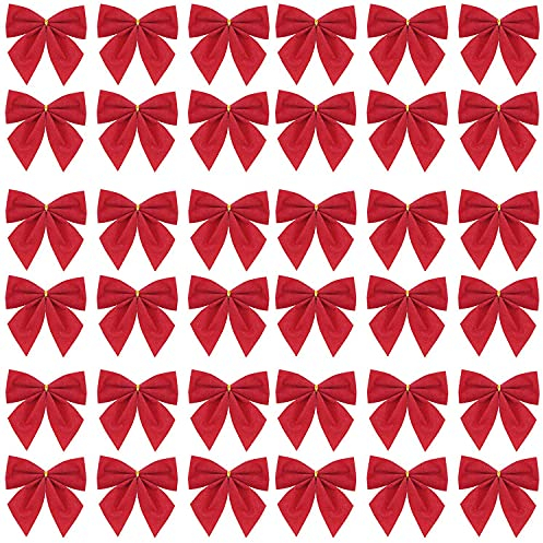 120 Stück Geschenk Schleife,Weihnachtsbaum Deko Kleine Dekoschleife Weihnachtsschleife für Weihnachten Geburtstag Hochzeit Geschenke Tüten Zuckertüten zum Basteln Dekorieren Verzieren,Ø 5 cm Rot