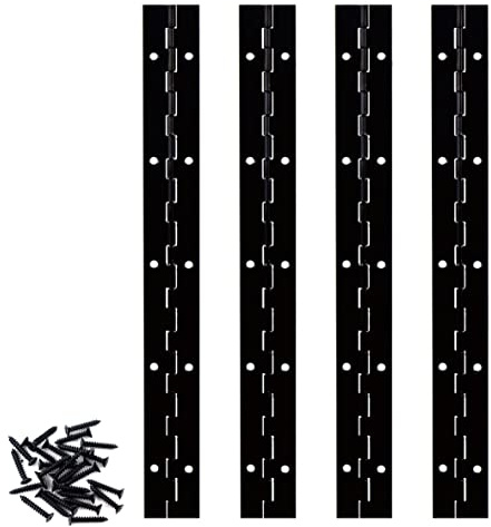 4PCS 25cm Long Black Piano Hinges for Cabinet, Heavy Duty 304 Stainless Steel10 Inch Continuous Hinge for Door, Cabinet, DIY Projects