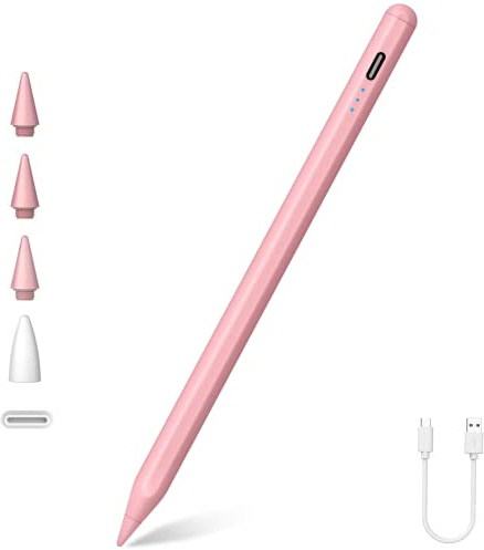 Lápiz para iPad 2018-2025, Carga Rápida, función de inclinación, Rechazo de Palma Pencil para iPad A16 11.ª/10.ª/9.ª/8.ª-6.ª generación, Air M2 M3 11/13/5.ª-3.ª, Pro 12,9/13/11 M4, Mini A17 Pro/6/5