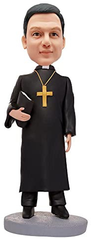 mydedor Figura Personalizada de Cabeza de Bobble, muñeca Personalizada, Sacerdote en Traje Negro, Cabeza de Bobble, Figuras de Cabeza de Bobble