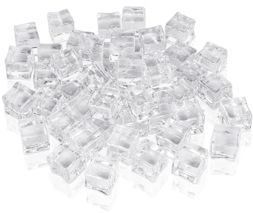 Belle Vous 50er Pack wiedervendbare Eiswürfel aus Kunststoff - 50er Set Dauereiswürfel Set - Plastik Eiswürfel wiederverwendbar - 20mm Acryl-Eiswürfel - Deko Eiswürfel Klar