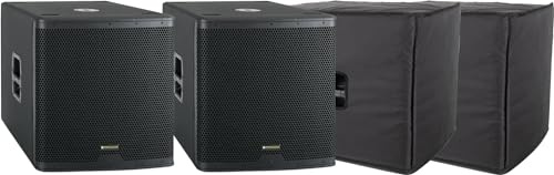 Pronomic C-118SA Subwoofer Activo + Funda Set 2X - 2X 1600 vatios de Potencia - Altavoz de 18 con Bobina móvil de 3 - Rango de frecuencia: 30-200 Hz - 4 presets DSP - Incluye Fundas Protectoras