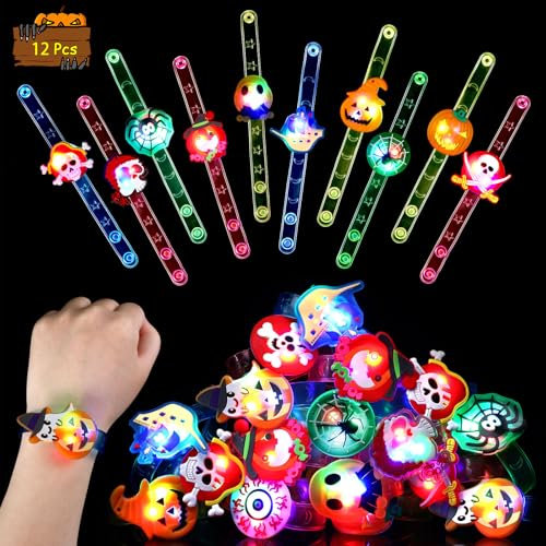 SCIONE 12 Paquete de Pulseras Luminosas LED para Fiestas y Cumpleaños que Brillan en la Oscuridad Rellenadores de Bolsas de Fiesta para Niños Pulseras Luminosas Jugu