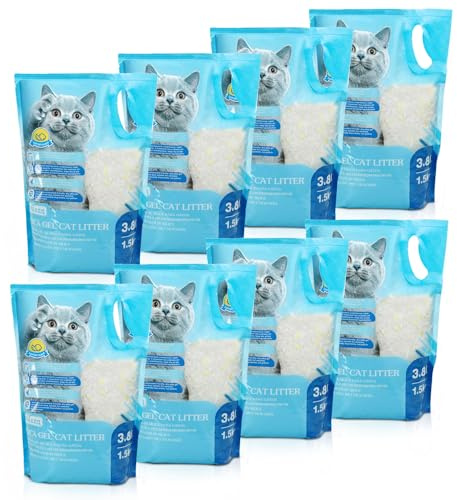 Nobleza - Arena para Gatos de sílice Camada para Gatitos de Gel de Diamante 8 X 3.8L Absorbente， Cómodo Biodegradable Sabor a Limon