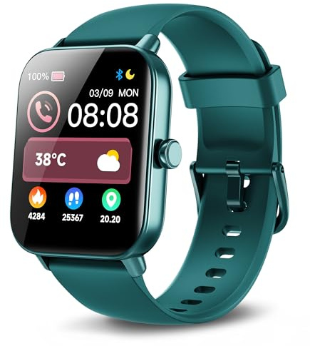 Smart Watch for Men Women, Answer/Make Calls, Smart Watches for Men Women iPhone/Samsung/Android,Alexa Built-in, Heart Rate Sleep SpO2 Monitor,IP68 Waterproof, 100+ Sports-Deep Green