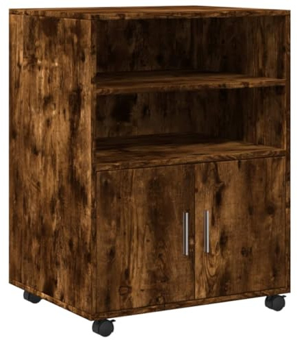 vidaXL Skåp med hjul rökfärgad ek 60x48x81 cm konstruerat trä