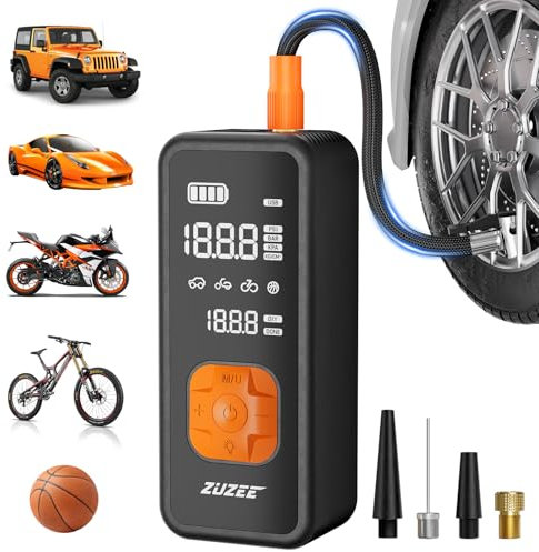 ZUZEE Tire Inflator Portable Air Compressor - 4X Faster Inflation, 150PSI Air Pump for Car Tires with Digital Pressure Gauge/LED Light, Portable Tire Inflator for Car, Moto, Bike, Ball, etc