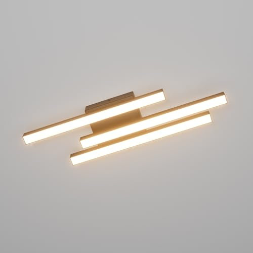 Klighten Plafón Led Techo Led 20W 1720 Lumen, Lámpara de Techo 3 Barra, Luz de Techo Moderna para Dormitorio Pasillo Salón Cocina, 45 cm, Blanco Cálido 3000K, Negro