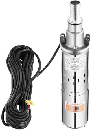 PUDLOR DC solar djupbrunnspump, solvattenpump rostfritt stål hölje 12 V solpump solpompa trädgårdspump brunnspump för brunnar, bevattning av gårdar, vattenkar från husdjur