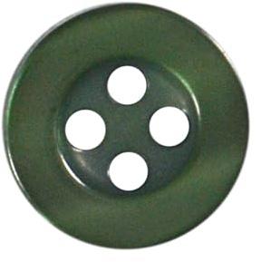 11mm Round Sew On Plastic Buttons for Shirts & Blouses - Pearlescent, Flat with 4 Holes, 18L - Pack of 20 - Bottle Green