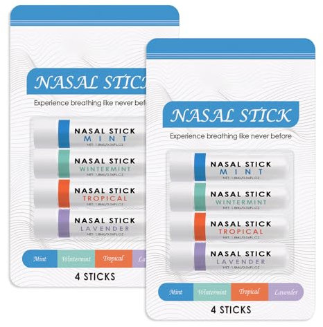 8 Stück Inhalierstift für Die Nase,Tragbar Nasal Inhalator Stick,Verbessern sie Ihre Konzentration und Lindern sie Müdigkeit,Perfekt für Arbeit,Schule Oder Reisen