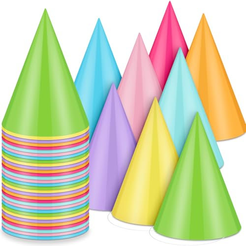 Zomiboo 40 PCS Birthday Party Hats Assorted Colors Party Cone Hats for Adults Birthday Colorful Decorations Dress Up Celebration