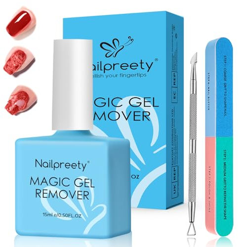 15ml Quita Esmalte Semipermanentes para Uñas, Magic Remover, Uñas Removedor con Empujador de Cutícula y Lima de Uñas, Elimina en 3-5 Minutos