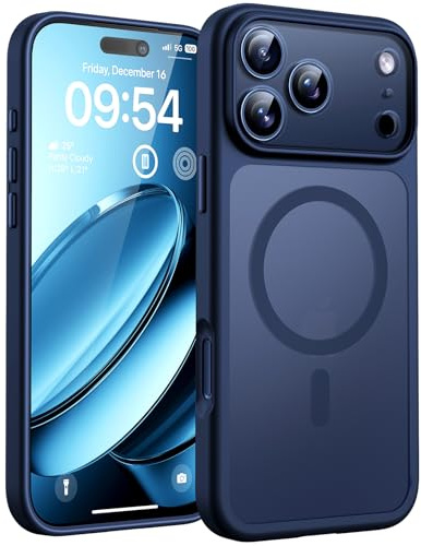 TOCOL Cover Magnetica per iPhone 17 Pro 6,3 Pollic, Compatibile con MagSafe, Anello Magnetico Incorporato, Protezione Fotocamera Integrata, Custodia Antiurto Traslucida Opaca, Blu
