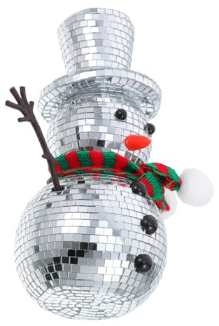Veemoon Snowman Disco Ball Figurine Reflective Mirror Ornament Indoor Christmas Decor Winter Snowman Decor