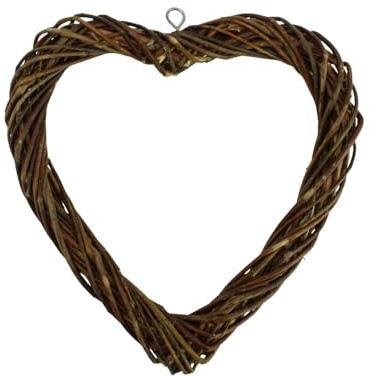 Gadsby Natural Willow Heart Shaped Wreath - Rustic Handmade Wreath Base for DIY Crafts, Wedding Décor, Valentine’s Day, Christmas & Home Decoration (45cm)