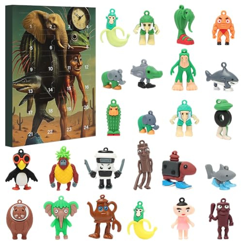 AOOSA Italian Brainrot Juguetes, Tralalero Tralala Juguetes Figuras Set, 24 Piezas Calendario de Adviento para Decoración de Escritorio, Creativos Italian Brainrot Figures