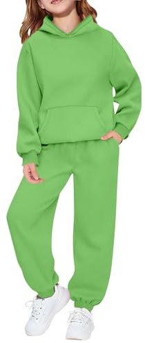 Tuta da ginnastica per bambini, set completo da 2 pezzi, per ragazzi e ragazze, oversize, a maniche lunghe, con cappuccio, pantaloni larghi e pantaloni da jogging per la scuola