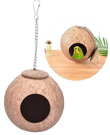 Natural Coconut Bird Nest for Parrot Parakeet Cockatiel Canary Finch Pigeon Cage Hamster Rat Gerbils Mice Food Feed Toys