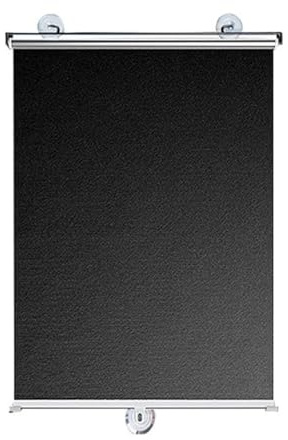 Mörkläggande Rullgardin Utan Borrning, Trådlös Rullgardin med Sugproppar 30 45 60 75 80cm, Värmeisolerande UV-Skydd för Sovrum, Kontor, Husvagn(Black,45W x 130H cm)