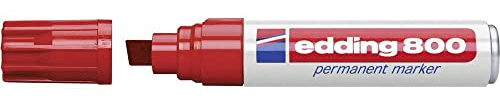 edding 800 permanent marker - red - 1 pen - chisel nib 4-12 mm - for bold markings - waterproof, quick-drying, smear-proof pens - for cardboard, plastic, wood, metal, glass and fabric