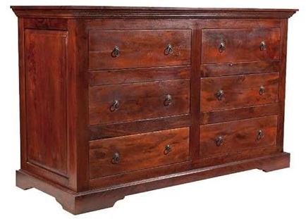 MASSIVMOEBEL24.DE | Oxford Kommode aus Massivholz #447 | Akazienholz - Nougat, lackiert | Kolonialstil | 145x58x90 cm | Kommode aus Massivholz Vollholzkommode