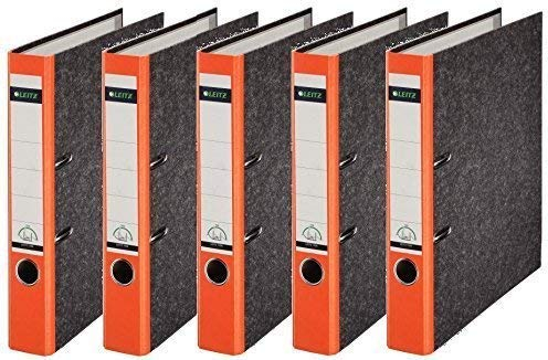 Leitz hochwertiger Ordner 180°, schmal | 5er Pack, Orange, 1