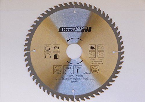 Sierra Circular S&S-Shop de 60 Dientes, Acero Endurecido con Corte de Diamante, Compatible con Aluminio y Plástico, Diámetro 190 x 30 mm