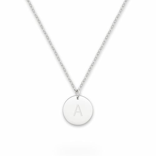 GOOD.designs ® Halsband med bokstäver i silver, initialer halsband av rostfritt stål, 45 + 5 cm, Rostfritt stål (A)