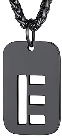 Richsteel Dog Tag anhänger aus Edelstahl Initiale E Buchstabenkette Partnerkette Namenskette für Valentinstag Geburtstag