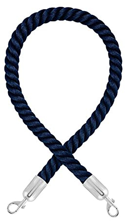 FLEXIBARRIER Cordon de barrière de qualité supérieure avec mousquetons (Ø 36 mm) - Corde de barrière avec extrémités à clipser (1,5 m, bleu/chrome poli)