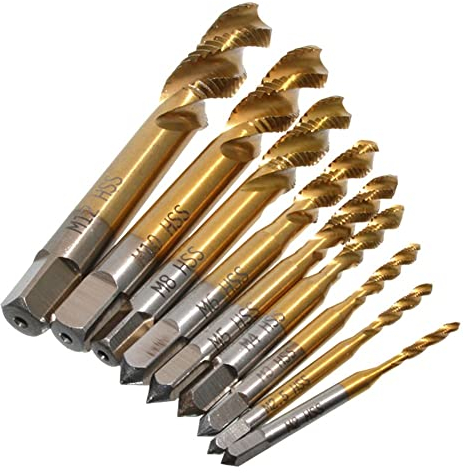 9 stücke Spiralhandgewinde Gewindebohrer Bohrer Gewindebohrer Spiralspitze Schnellwechsel Hex M2-M12 Gewinde Senker Umformbohrer