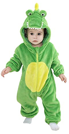 LOLANTA Krokodilkostym barn, småbarn, alligator-jumpsuit med huva, karnevalskostymer (grön, 18–24 månader)