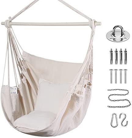 Goutime Chaise balançoire Suspendue, avec 2 Coussins et Barre de Support
