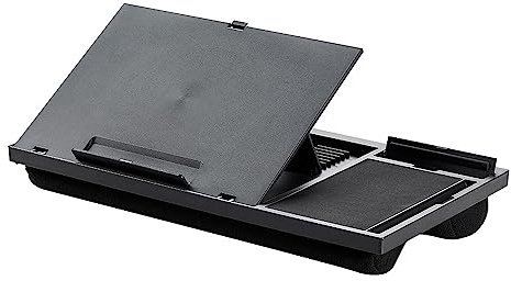 Q-Connect Height Adjustable Laptop Stand with Mousepad and Phone Holder Black