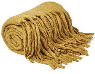 MEYCO Home Uni Plaid, Manta de Lana (Suave y Ligera, Uso versátil, Manta 100% acrílica, Cuidado fácil, diseño Impresionante, tamaño: 130 x 170 cm), Oro Miel