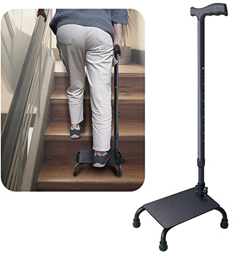 Aliseniors Adjustable Stair Climbing Cane for Seniors, Step Assist Aid for Walking Up & Down Stairs, Stability Walking Sticks and Mobility on Stairs, Stair Lift Walker Cane for Balance and Safety