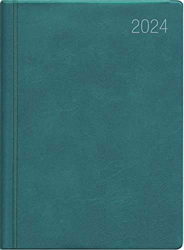 Calendario de bolsillo turquesa 2024 – Calendario de oficina 10,2 x 14,2 – 1 semana en 2 páginas, tapa de plástico flexible, cuaderno de notas, calendario semanal, 640-1013