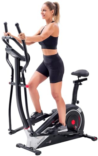 Christopeit Crosstrainer Heimtrainer AX 6500 für Zuhause, 2-in-1 Hybrid – Flexibler Cross- & Hometrainer mit 10-stufigem Widerstand, LCD-Display, Pulssensoren & Tablet-Halterung