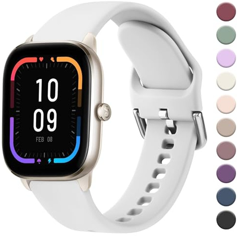 ZGCE für Amazfit GTS 4 Mini Armband/Amazfit GTS 2 Mini Armband/GTR Mini/GTS 4/GTS 3/GTS 2, 20mm Klassisch Silikon Armbänder Damen Herren, Verstellbares Sport Ersatzband Uhrenarmband, Weiß