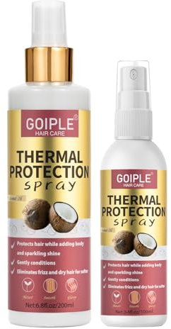 Kokosnuss-Hitzeschutzspray, Thermoschutz für Haare, Reisegröße, parabene und farbstofffreie Behandlung, 2 Stück