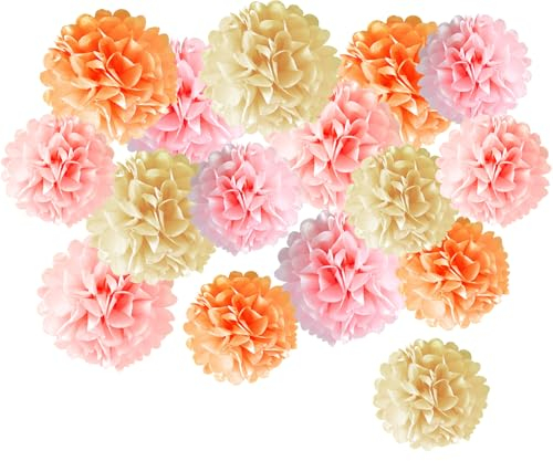 TYXHXTF 16 Pezzi Pompon Decorativi, PomPon di Carta Velina, Decorazioni per Feste, Fiori di Carta, Decorazione da Tavolo, Decorativi per Feste, per Feste in Giardino, Matrimoni Compleanno