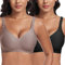 Cavotor Women Seamless Bra Non Wired Push Up Support Bras for Saggy Breasts Wireless T Shirt Soft Comfort Ladies V Neck Padded Bralettes with Extender (Black+Coffee,M)