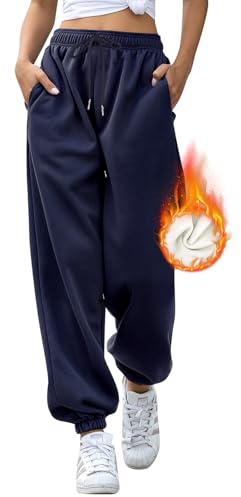 EBANKU Women's Sherpa Lined Sweatpants Thermal Fleece Lined Joggers Pant with Pockets Winter Warm Thick Bottoms Tracksuit for Casual, Gym and Jogging