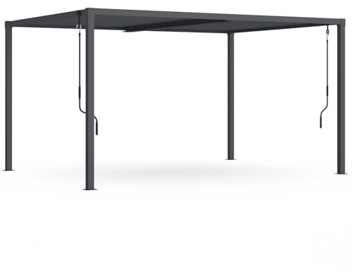 IDMarket - Pergola bioclimatica a lamelle orientabili in Acciaio 3x4 M Grigio Antracite