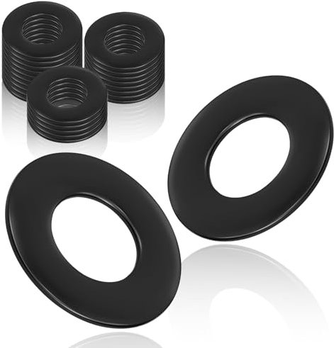 Rondelles Plates M5 x 10 mm Noires, 25 Pièces Acier Inoxydable A2 V2A Rondelles Rondes Metal Plates pour Écrous Boulons Vis Tige Filetée, Rondelle M5 pour Réparations à la Maison