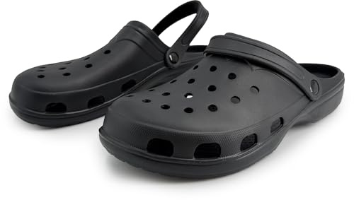 JOMIX Sabot Uomo Zoccoli in Gomma Eva Leggeri Antiscivolo Ciabatte da Spiaggia e Giardino Pantofole Estive Sandali Uomo da Mare e Piscina PU7884 Nero 44