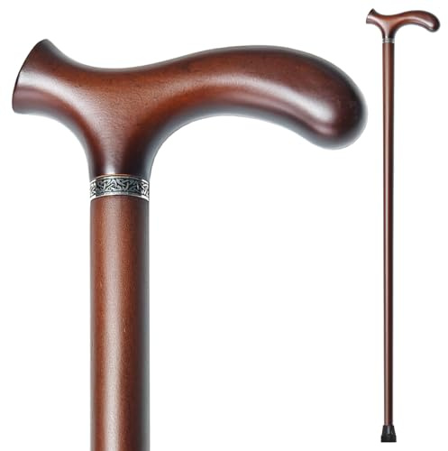 YIVIYAR Walking Stick with 4 Height - Handmade Wooden Walking Sticks for Men & Women, Ergonomic Gents Derby Wood Sticks Cool -Stylish Gents Wooden Walking Cane